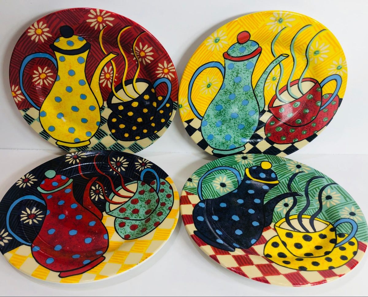 Set of 4 Dessert Plates By Porcelain Treasures Collection