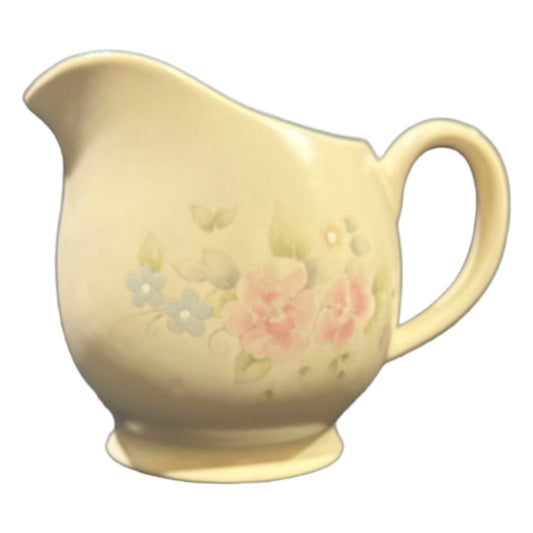 Pfaltzgraff Tea Rose Gravy Boat Pitcher Pink Floral Stoneware Vintage USA