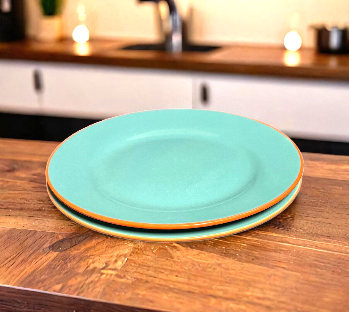 BAUM TANGIER 13 Piece Turquoise Stoneware Set Dinner Salad Plates Bowls & Mugs