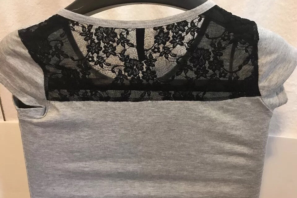 Lily Blue Ooh La La French Girls T-Shirt Lace Embellished Glitter Eiffel Tower L