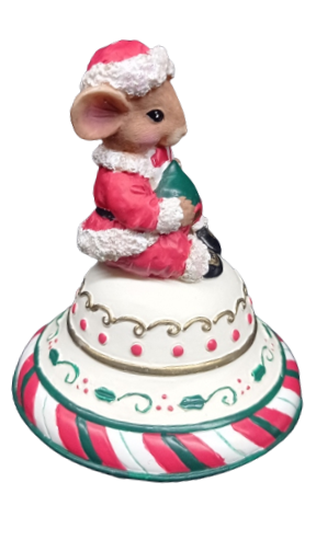 Christmas Santa Claus Mouse White Gold Green Red Holiday Home Decor Bell Shape