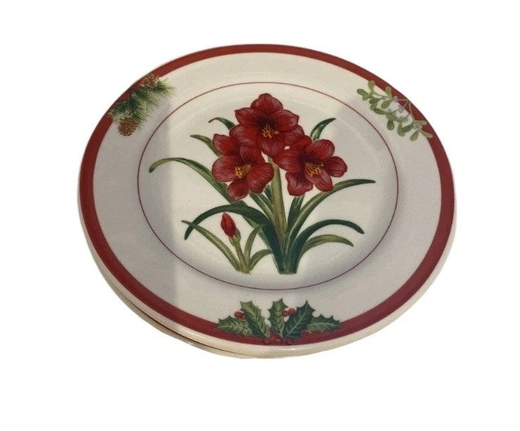 American Atelier Holiday Floral Christmas 16-Piece Stoneware Dinnerware Set