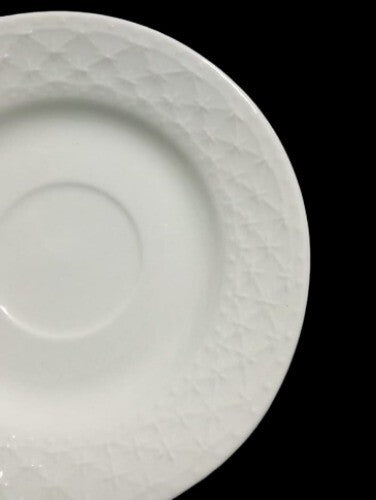 Gibson Designs ROYAL QUILT 4-Saucers 6 ¼” D Ceramic Embossed White Dish Plates