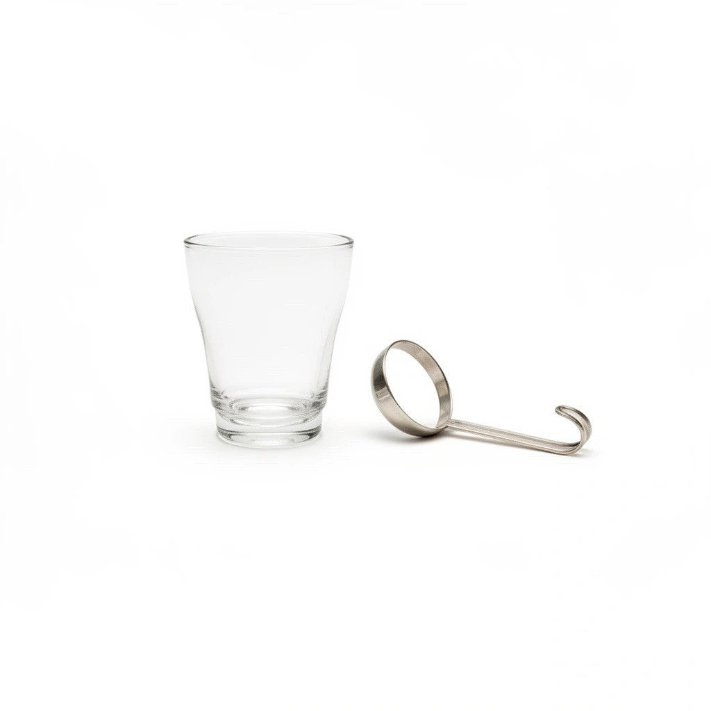 Bormioli Rocco 6-Cappuccino Coffee Cups Tea Glass Stainless Steel Handle 7oz.