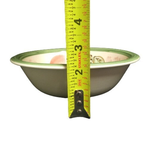 Gibson Designs Peach Duo Set of 4 Soup Cereal Bowls 7.5” D Fruit Floral Green