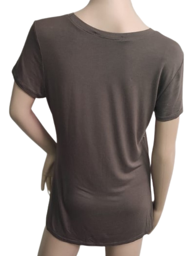 Kenneth Cole Women's T-Shirt Short Sleeves Green Gold Foil Graphic Scoop Neck MD