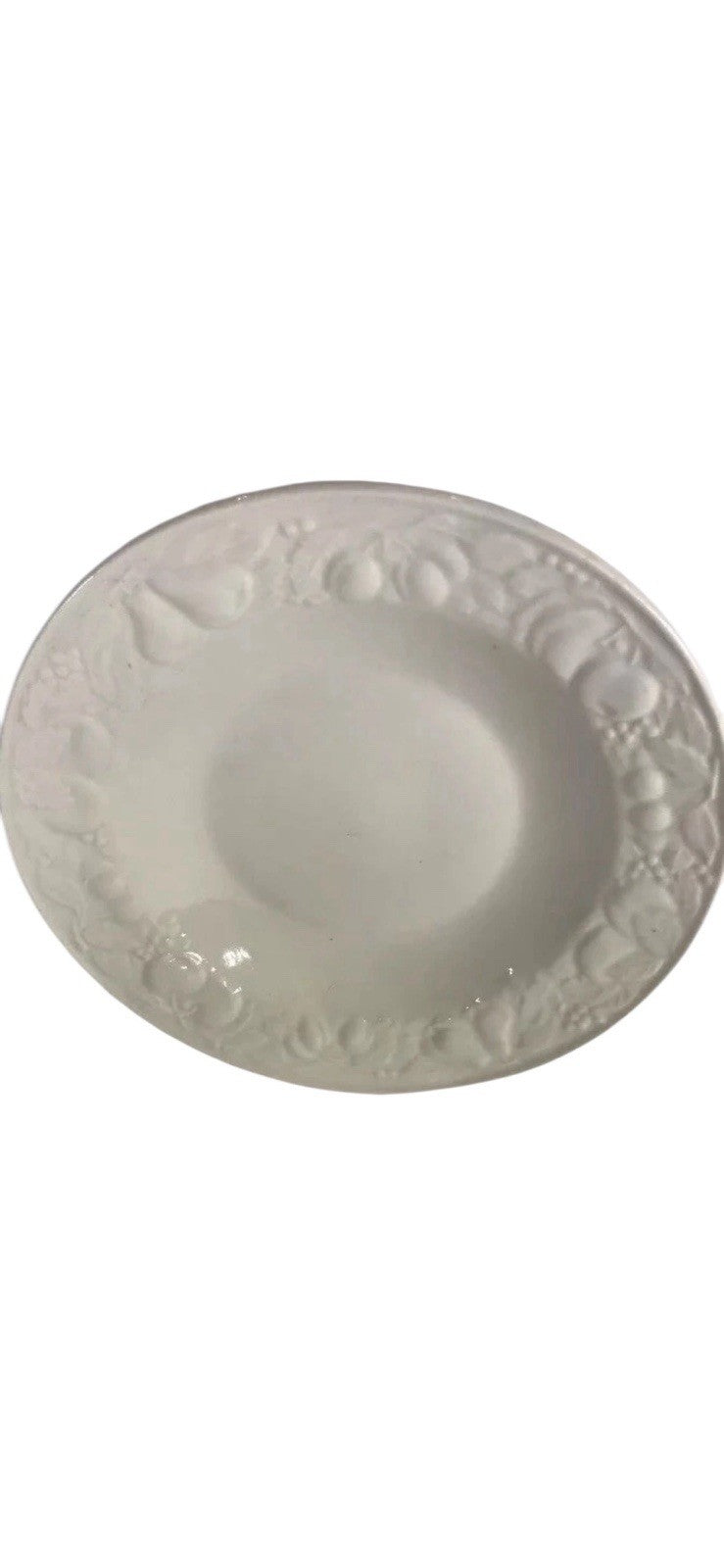 Fruit de Blanc Tabletops Unlimited  4-Coupe Soup Bowls Set Embossed Fruit (1995)