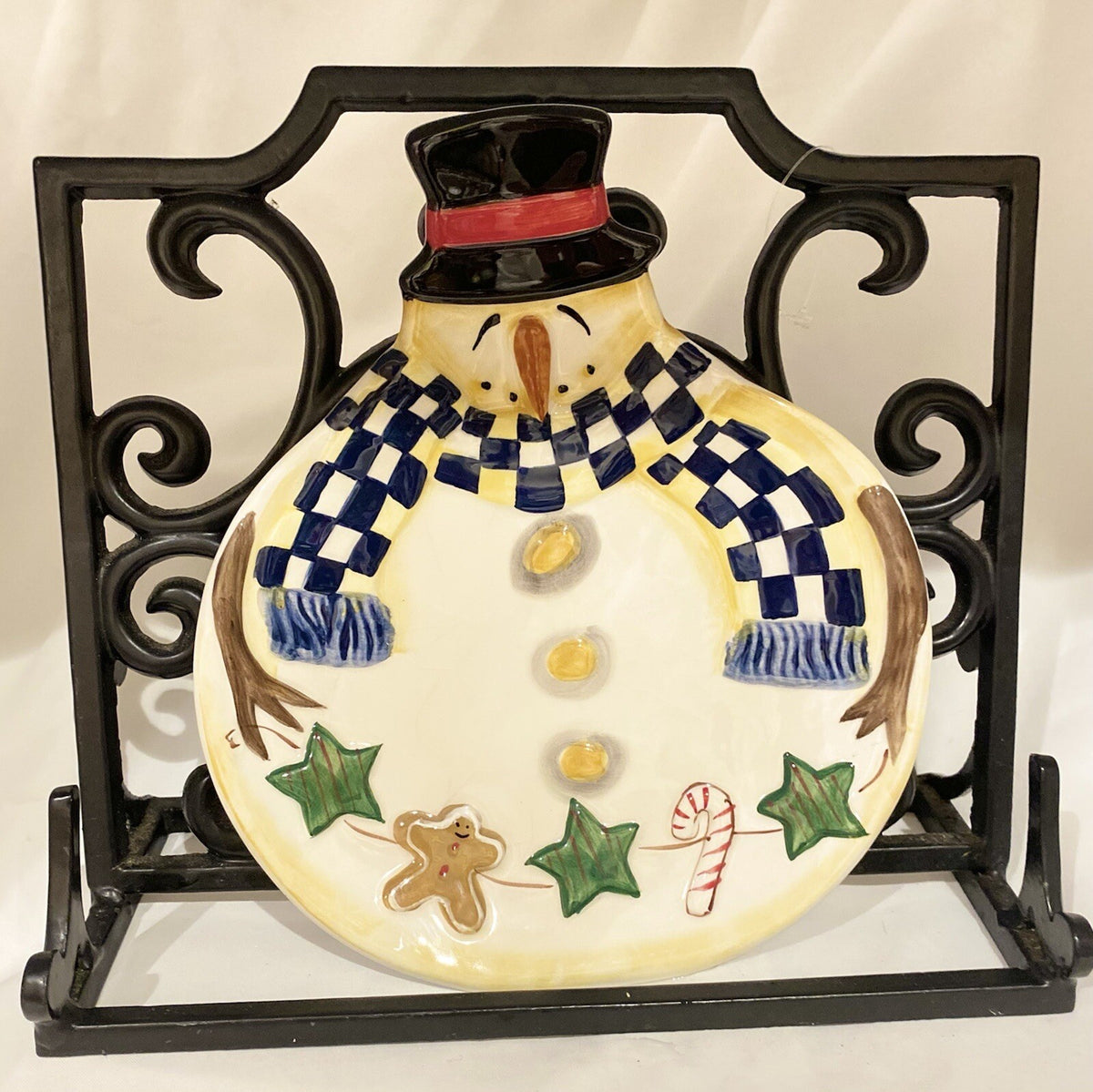 Certified International Becca Barton Holiday Snowman Plate Cookies Candy Cane