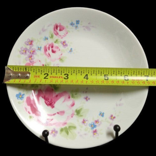Gibson Designs HEAVENLY ROSE 4-Salad Plates 7 1/8” D Pink Roses Flowers Coupe