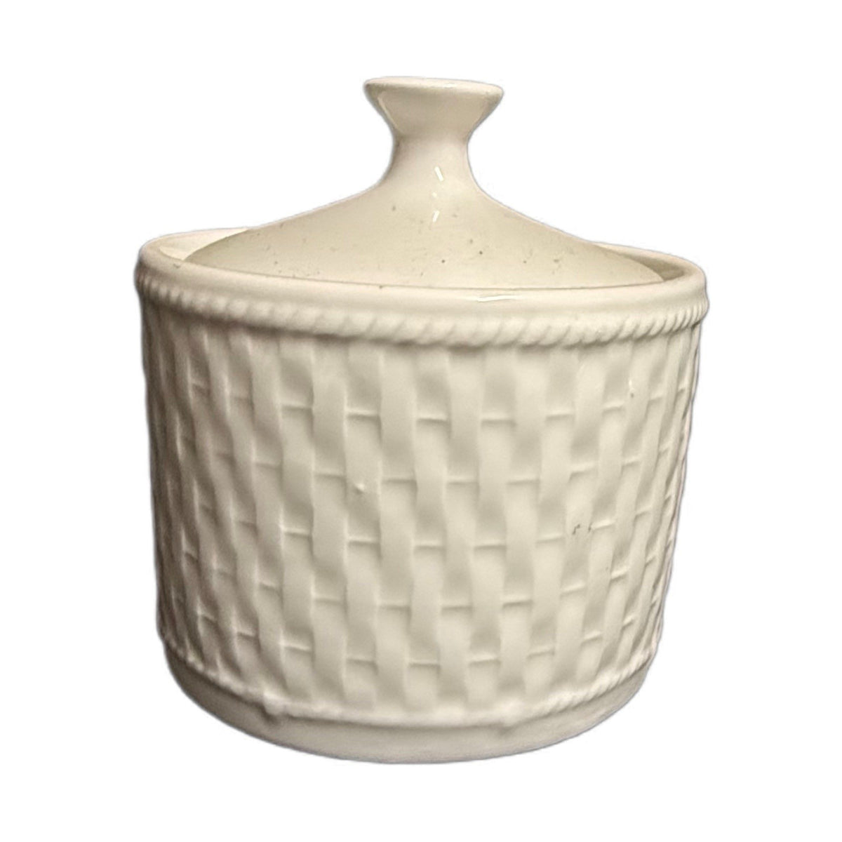 Oneida Wicker Cream & Sugar Bowl With Lid Stoneware
