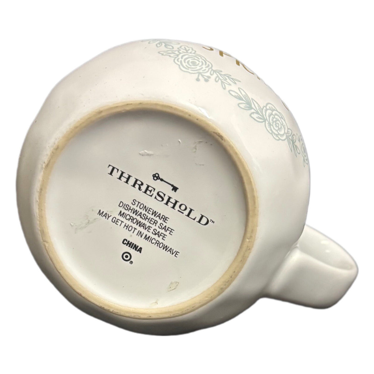 Threshold Mug HAPPY SPRING Coffee Tea Cup Target Stoneware White Gold Blue