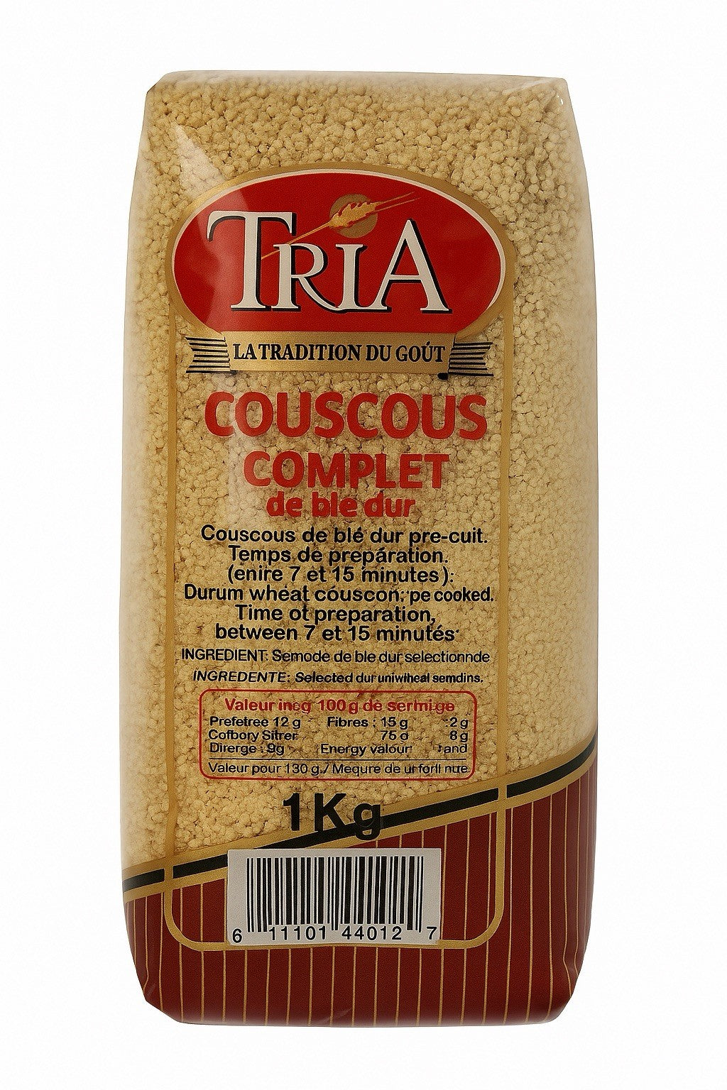 COUSCOUS TRIA 2-Whole Wheat Fine Complet Moroccan Vegan Vegetarian No MSG