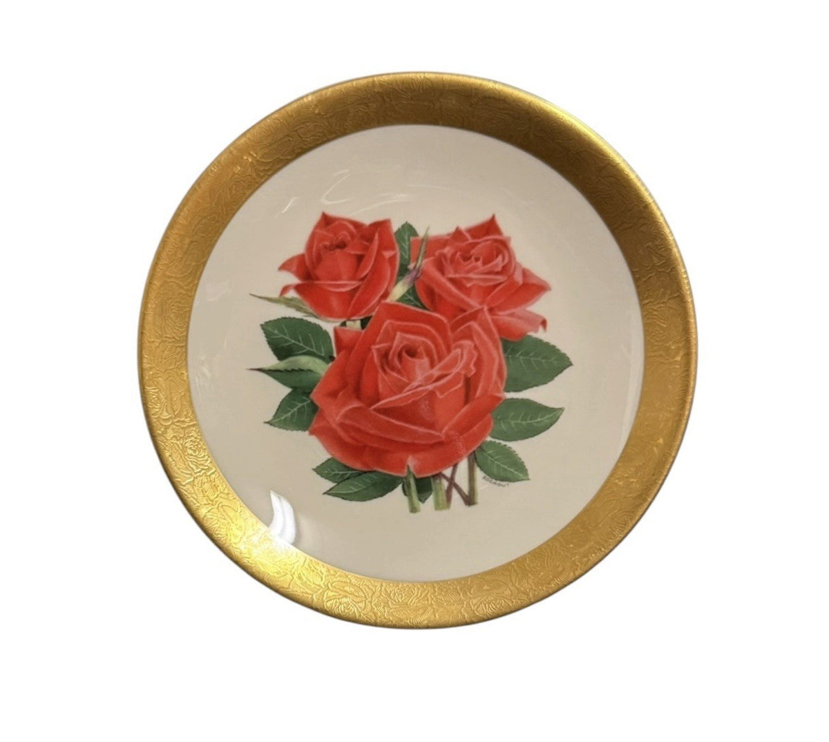 Set of 3 Heritage House Rose Collector Plates 6 5/8” Gold Rim Ltd Ed 7500