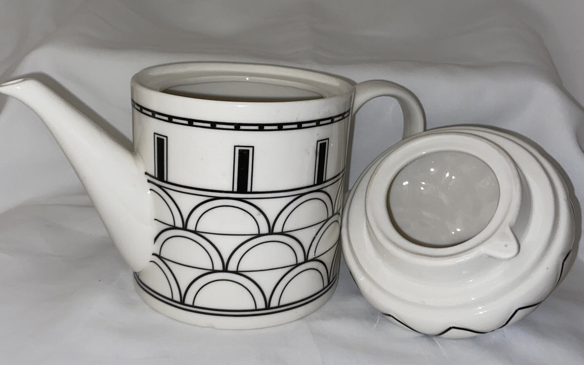 Grace’s Tea-ware Ceramic Teapot With Lid  Abstract Black & White 6 1/4”H