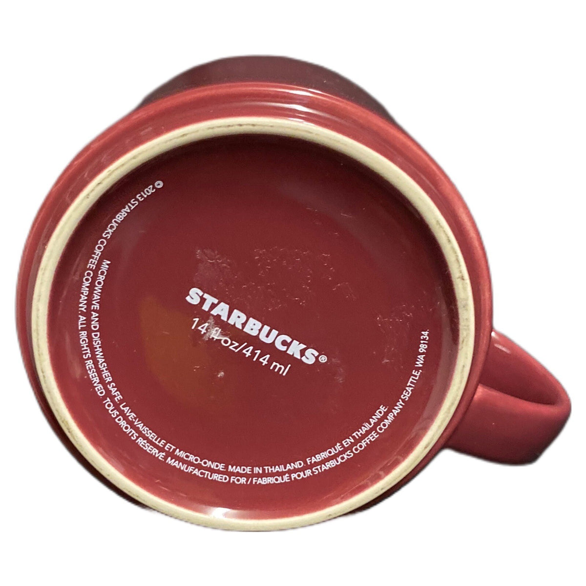 STARBUCKS 2013 Coffee Mug Burgundy Tea Cup Ceramic 14 Fl Oz