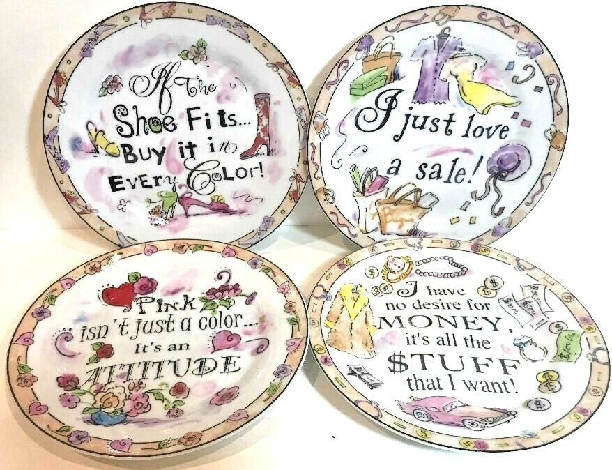 Set of 4 Dessert Plates By Porcelain Treasures Collection