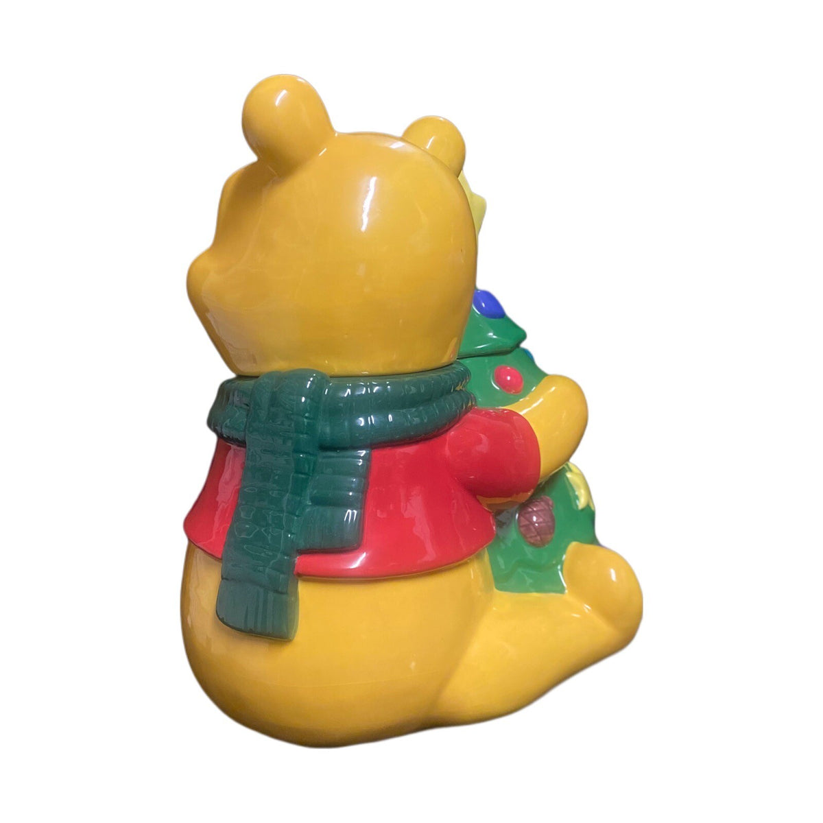 Vintage The Disney Store Winnie The Pooh Christmas Tree Ceramic Cookie Jar 11" H