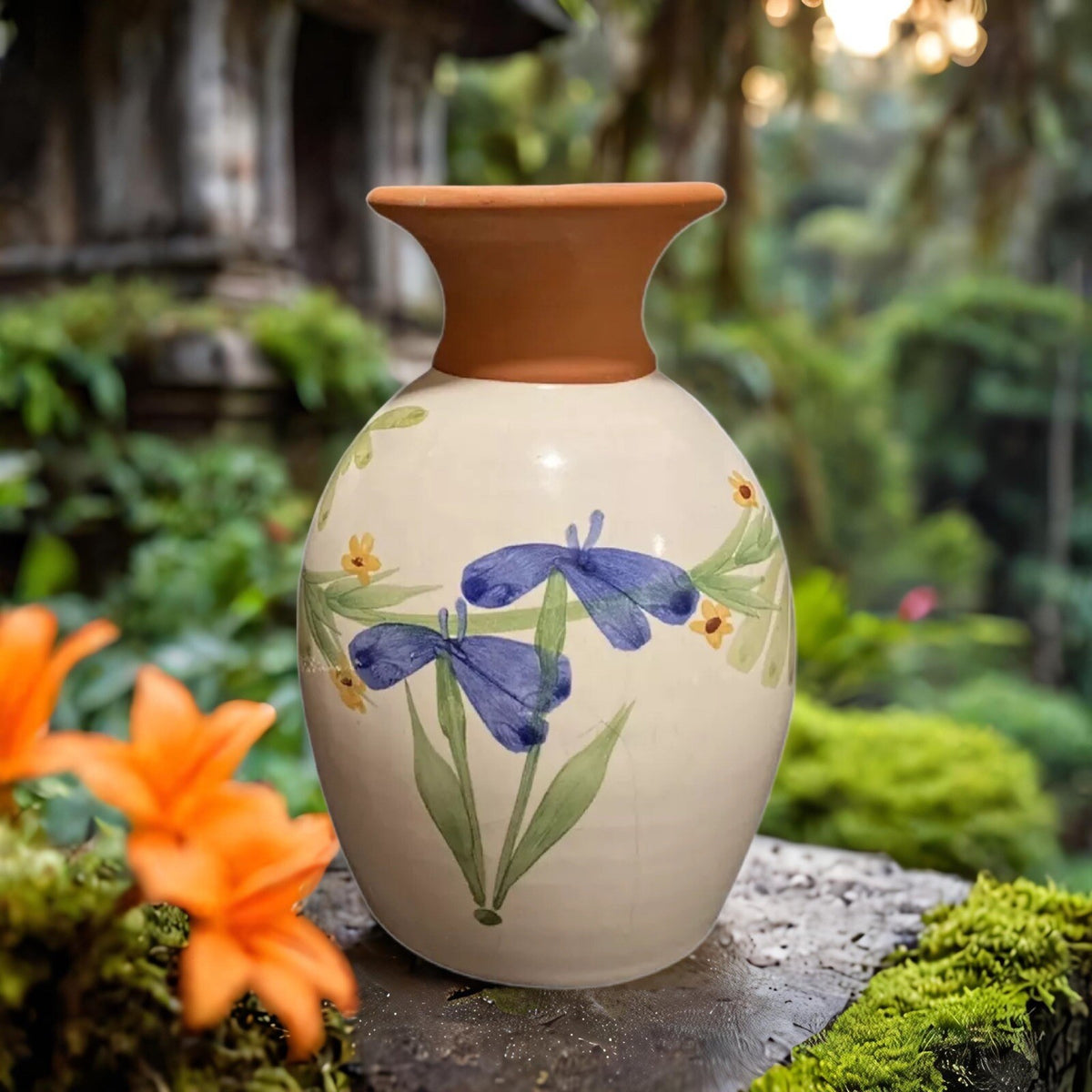 HandPainted Art EMERSON CREEK Floral Pottery Wildflower Tabletop Vase Bedford VA