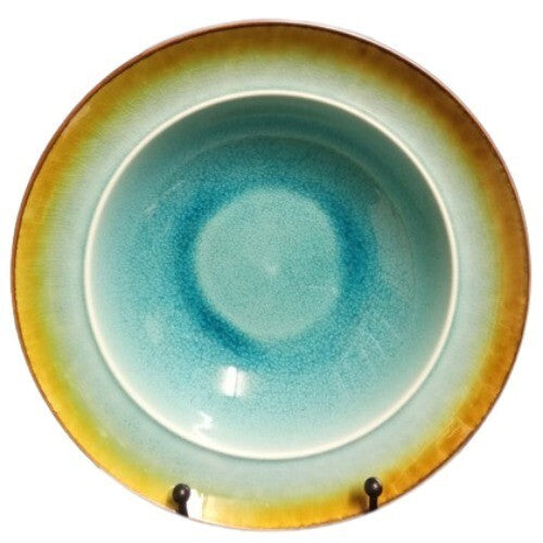 Gibson Designs EARTH RETREAT TURQUOISE Soup/Cereal Bowl 8 ¾” D Turquoise Green