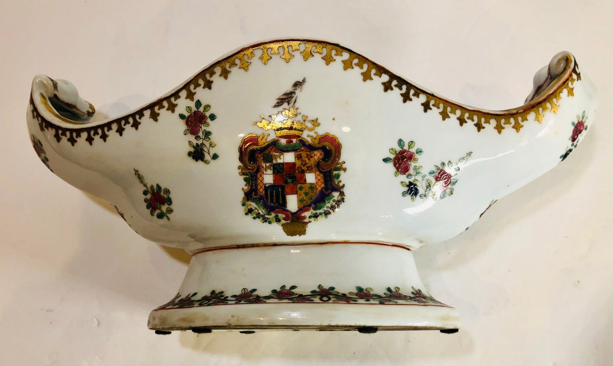 Rare Vintage Chinese Pedestal Bowl Yong Sheng "Eternal Victory" Cai Ci Chang 