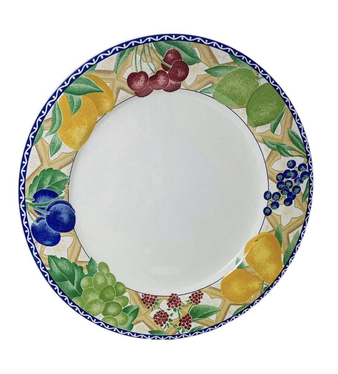 Sango Delight 4869 Set of 4 Dinner Plates Fruit Rim 10.75” Stoneware Vintage