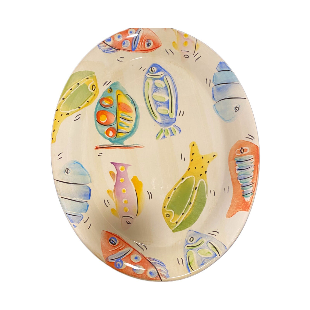 Antica Fornace Italy Oval Fish Platter Ceramic Hand painted Tray Da Tavola
