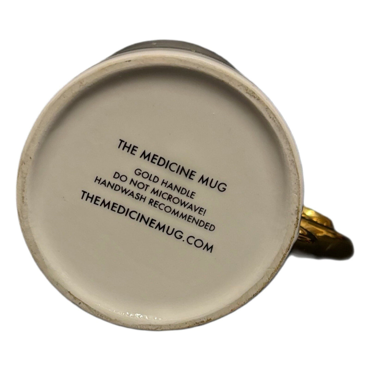 The Medicine Mug White Ceramic Coffee Tea Gold Handle Design Nurse Cup