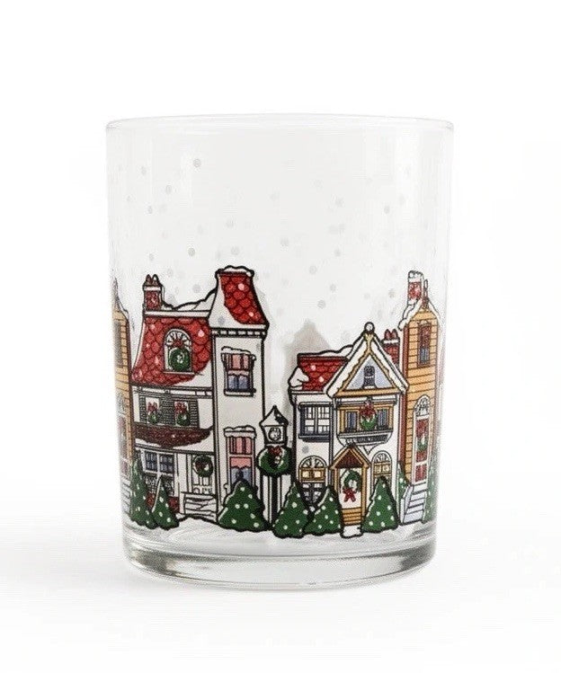 Luminarc D’Arques Dublin 1992 Christmas Village Rocks Glasses Set 4