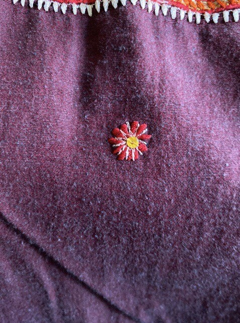 Women Embroidered Dress Kurti Indian Embellished Mirrors Tunic Top Purple Kurta