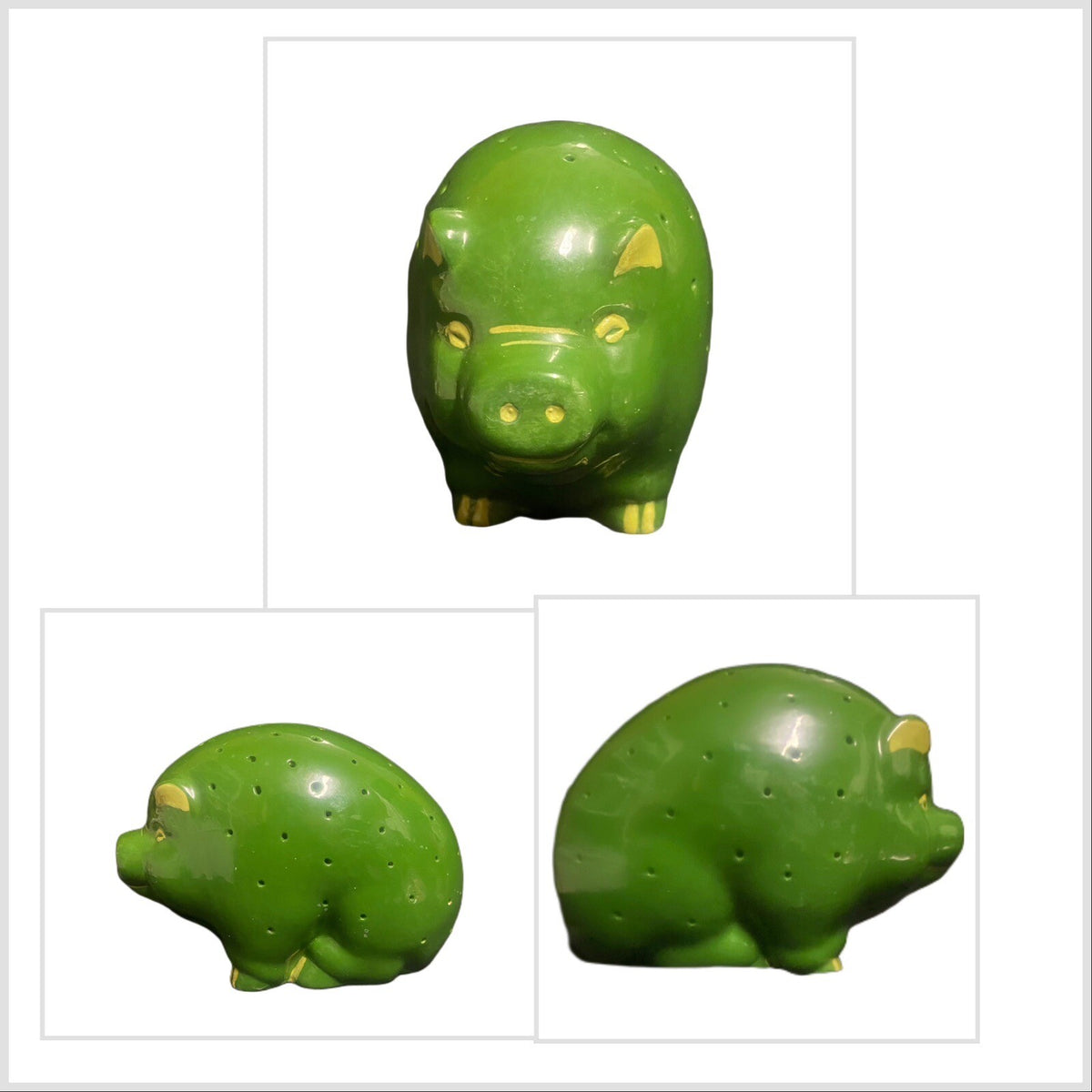 Vintage Green Pig Appetizer TOOTHPICK HOLDER Charcuterie Hors d'oeuvre Server