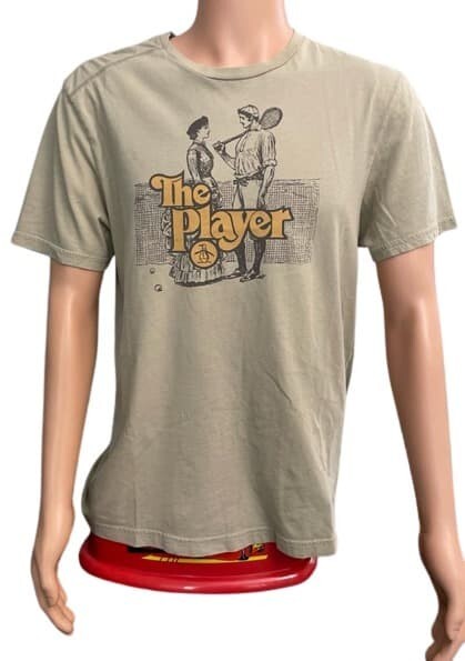 T-Shirt The Player  "XL" Beige Black Gold Mens Cotton Tee Top