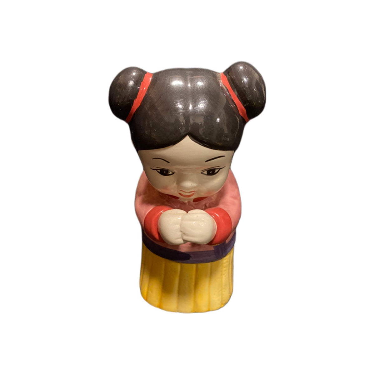 Tiki Figural Ceramic Statue Traditional Chinese Girl Holder Planter Vase Incence