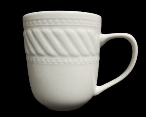 Gibson IMPERIAL BRAID Cup Mug 9 oz Tea Coffee Ceramic White Rope Dots Embossed