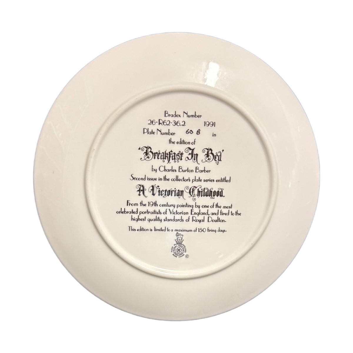 Royal Doulton BREAKFAST IN BED Plate Charles Burton Barber A Victorian Childhood