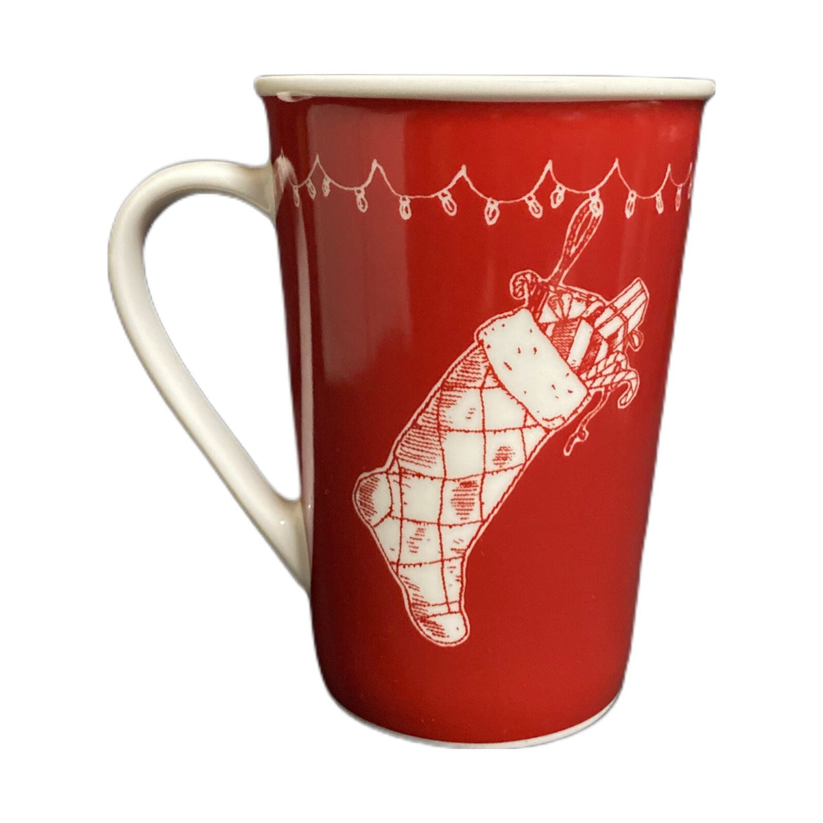 Vintage 2005 STARBUCKS Mug Christmas "It Only Happens Once A Year" Red Tea Cup