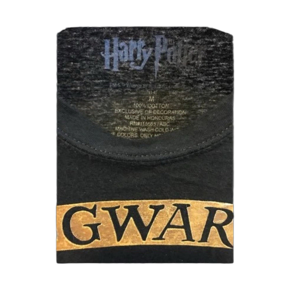 Harry Potter Hogwarts Black Tee Women’s M Warner Bros Gold Crest 100% Cotton