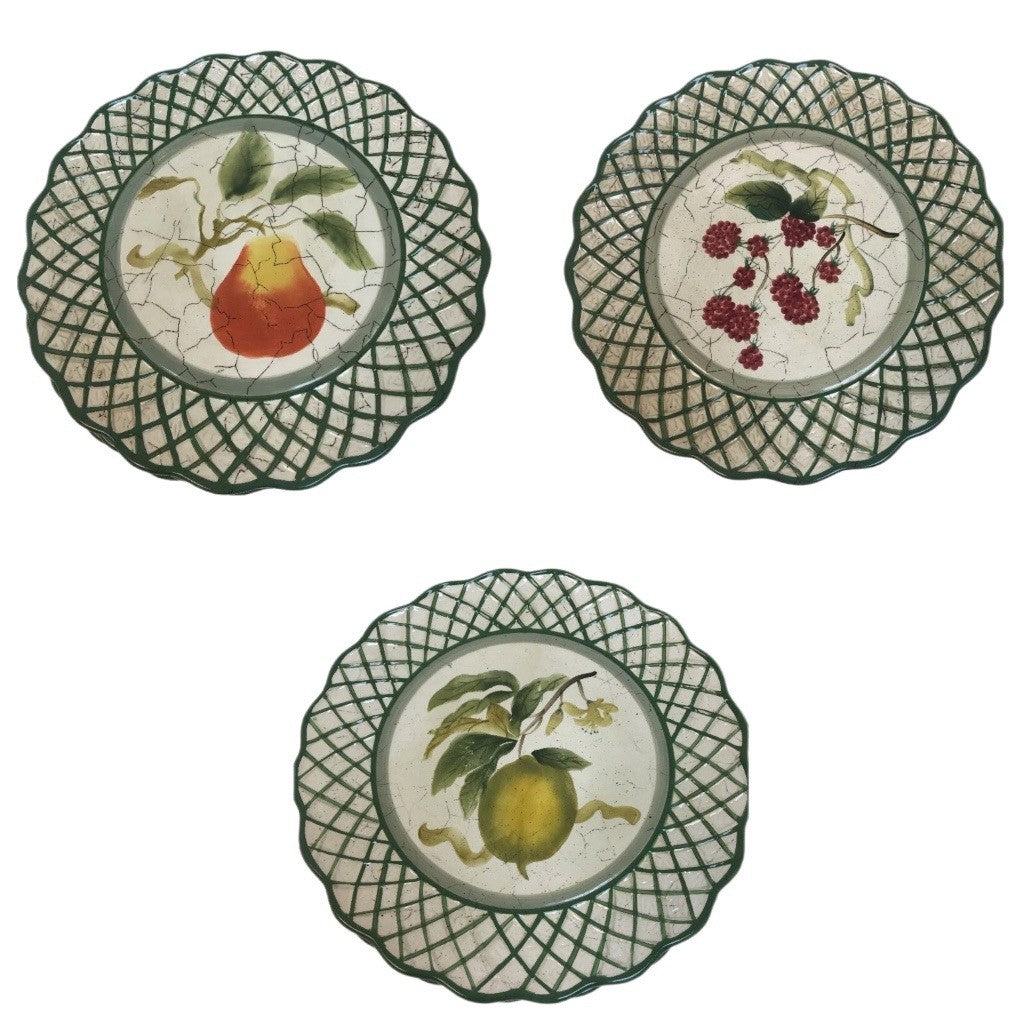 Certified Intl Raymond Waites Cornucopia Fruit Plates Set of 3, 8 3/8”