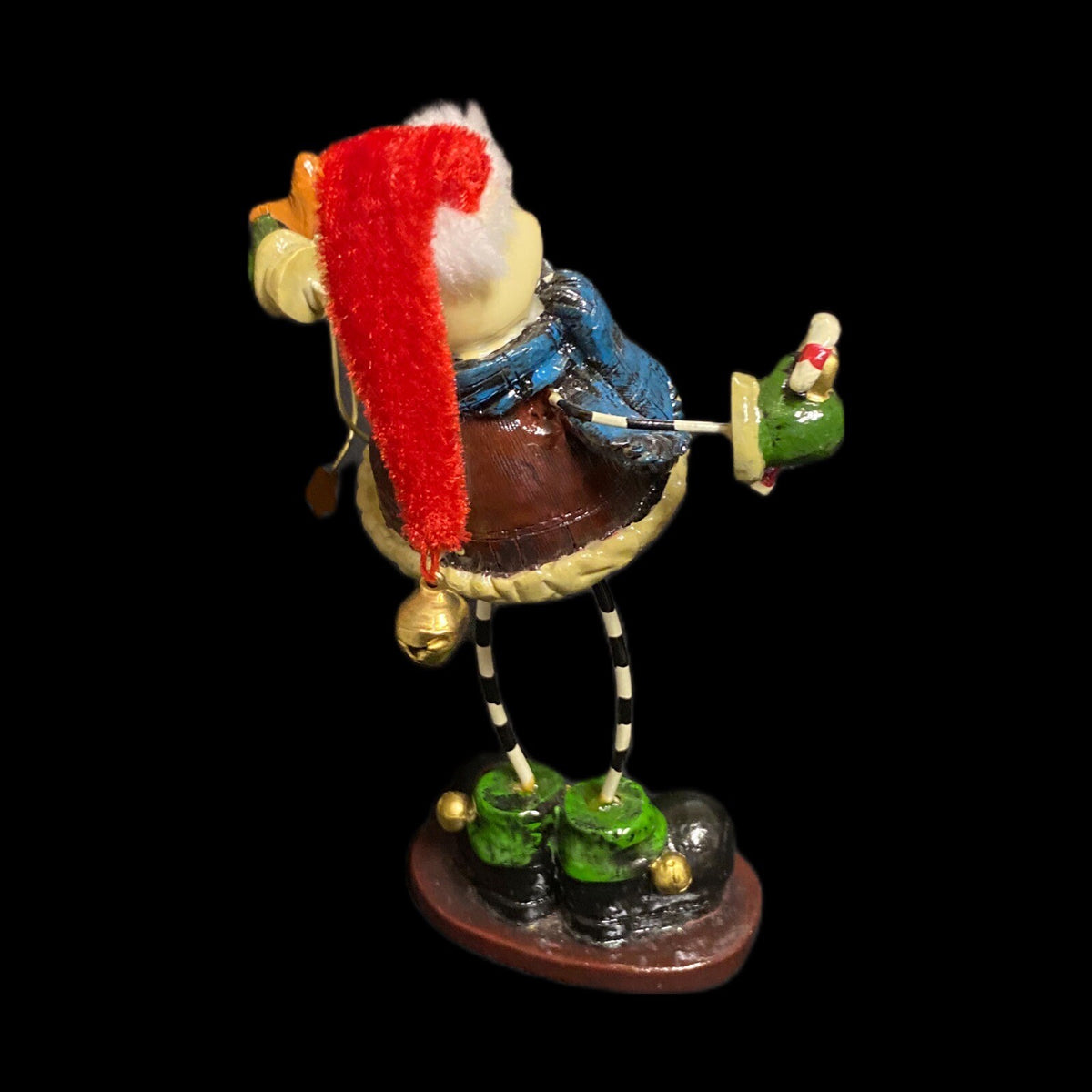 Christmas Snowman Stand Santa Hat With Bell Metal Wire Holding Stars Candy Cane