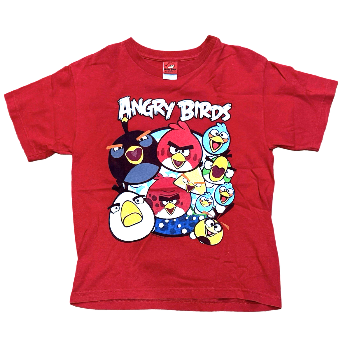 Angry Birds Boys Youth Red Graphic T-Shirt Size 14/16 Short Sleeve Cartoon Tee