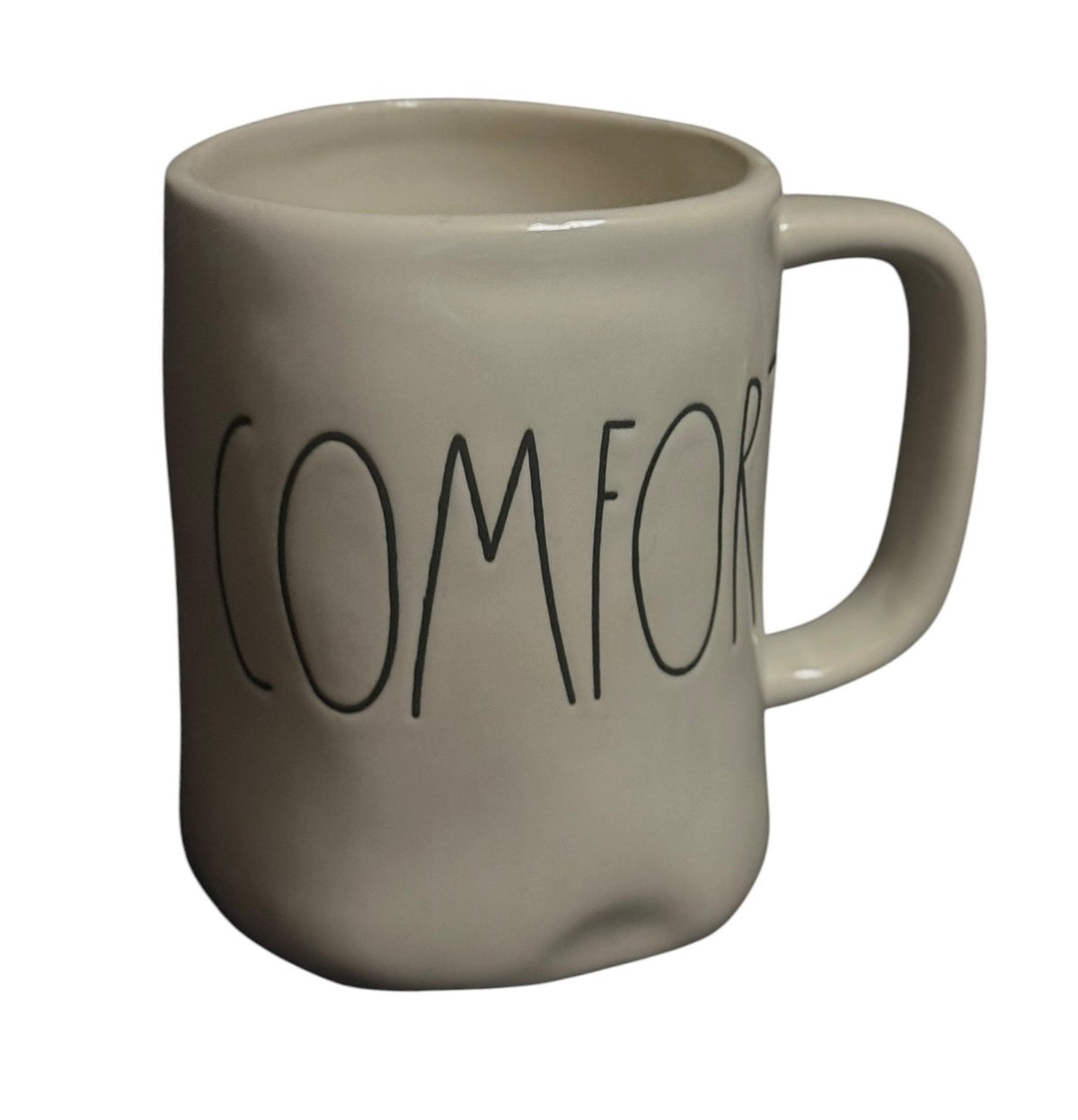 Rae Dunn COMFORT Ceramic Coffee Mug White Black Lettering 16 oz