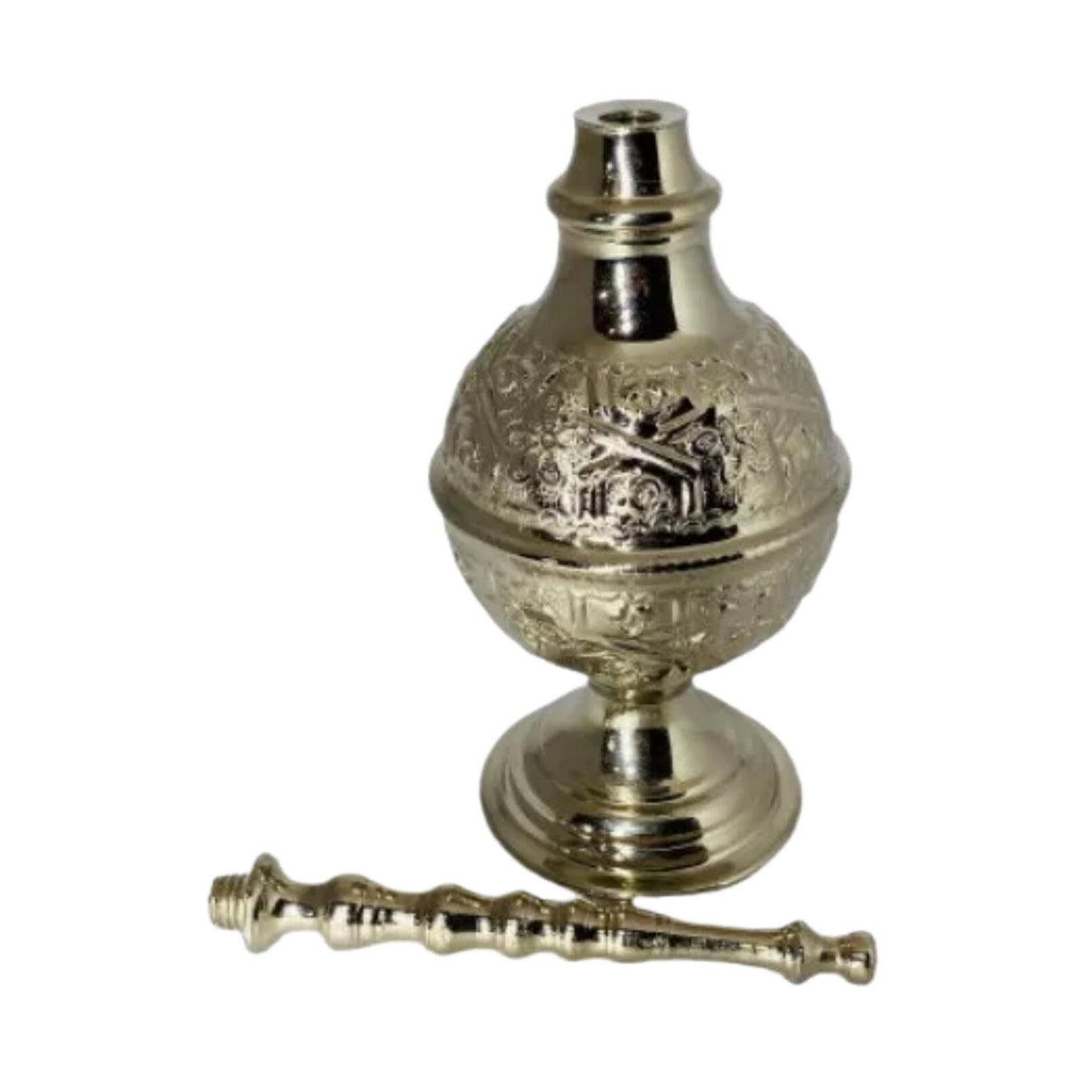 Moroccan Silver Rose Water Sprinkler – Hand Engraved Metal Perfume Bottle