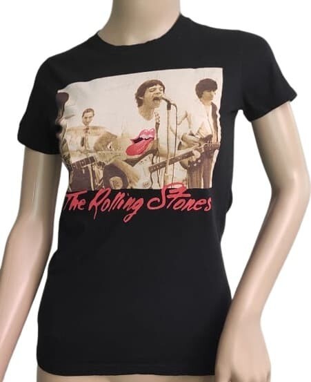 T-Shirt The Rolling Stones Crew Neck Black Tee Top S/M