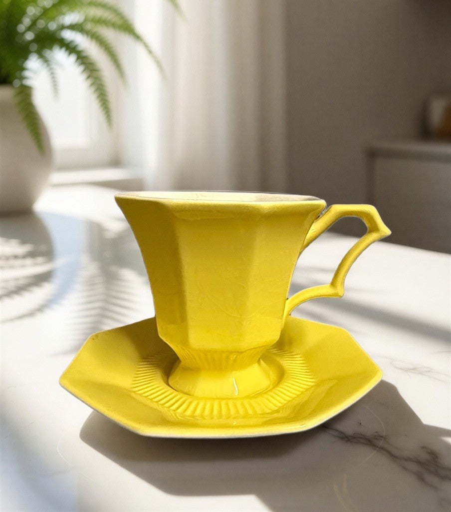 Independence Ironstone Interpace Yellow Cup & Saucer Set Japan Replacement