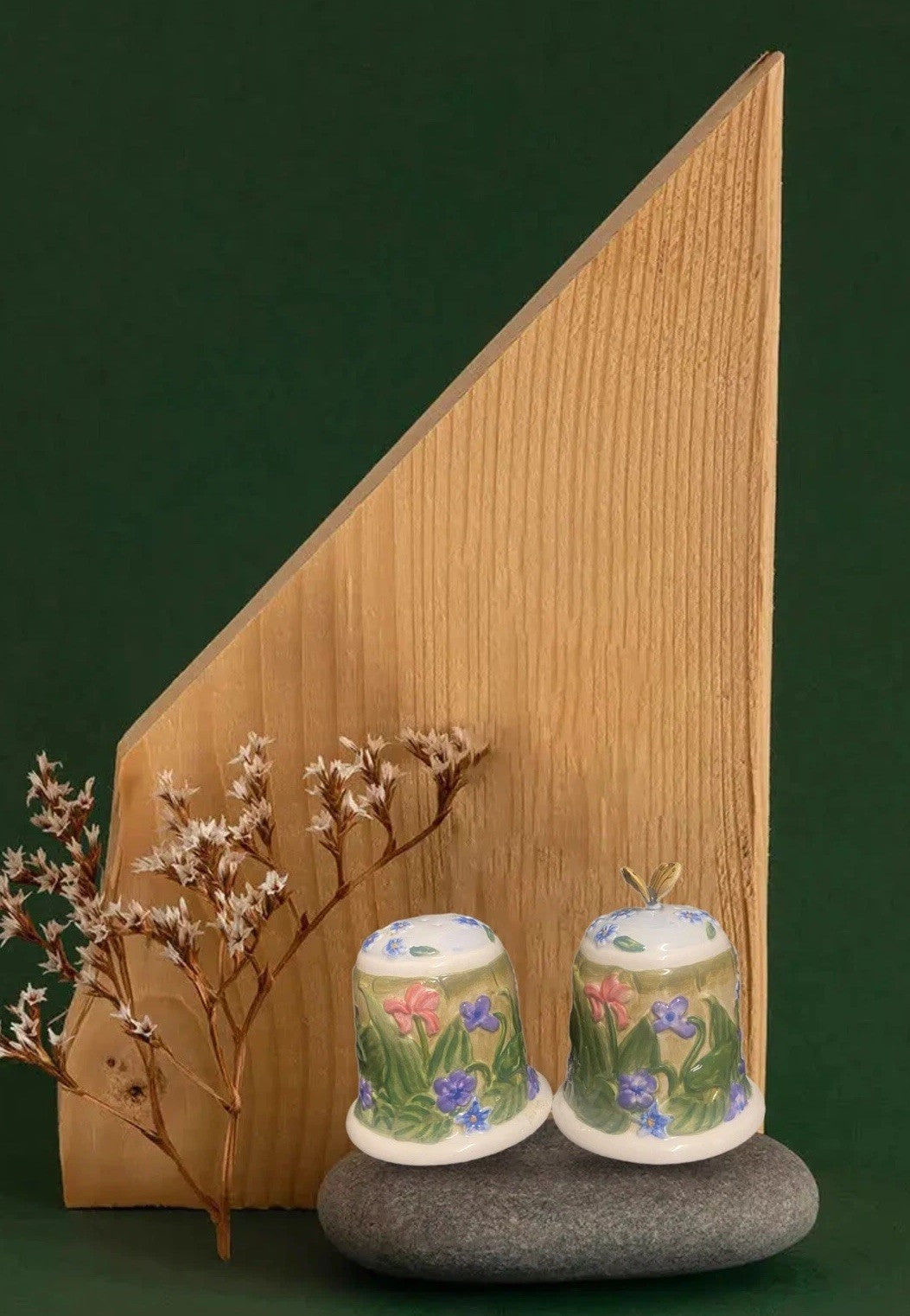World Market Salt & Pepper Shaker Flowers Butterfly Kitchen Table Accent Ceramic