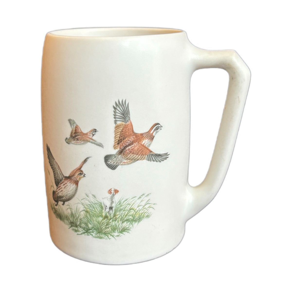 Vintage Mugs 2-Pheasants Quail Dog Hyalyn USA Pottery Ceramic Cups Game Birds