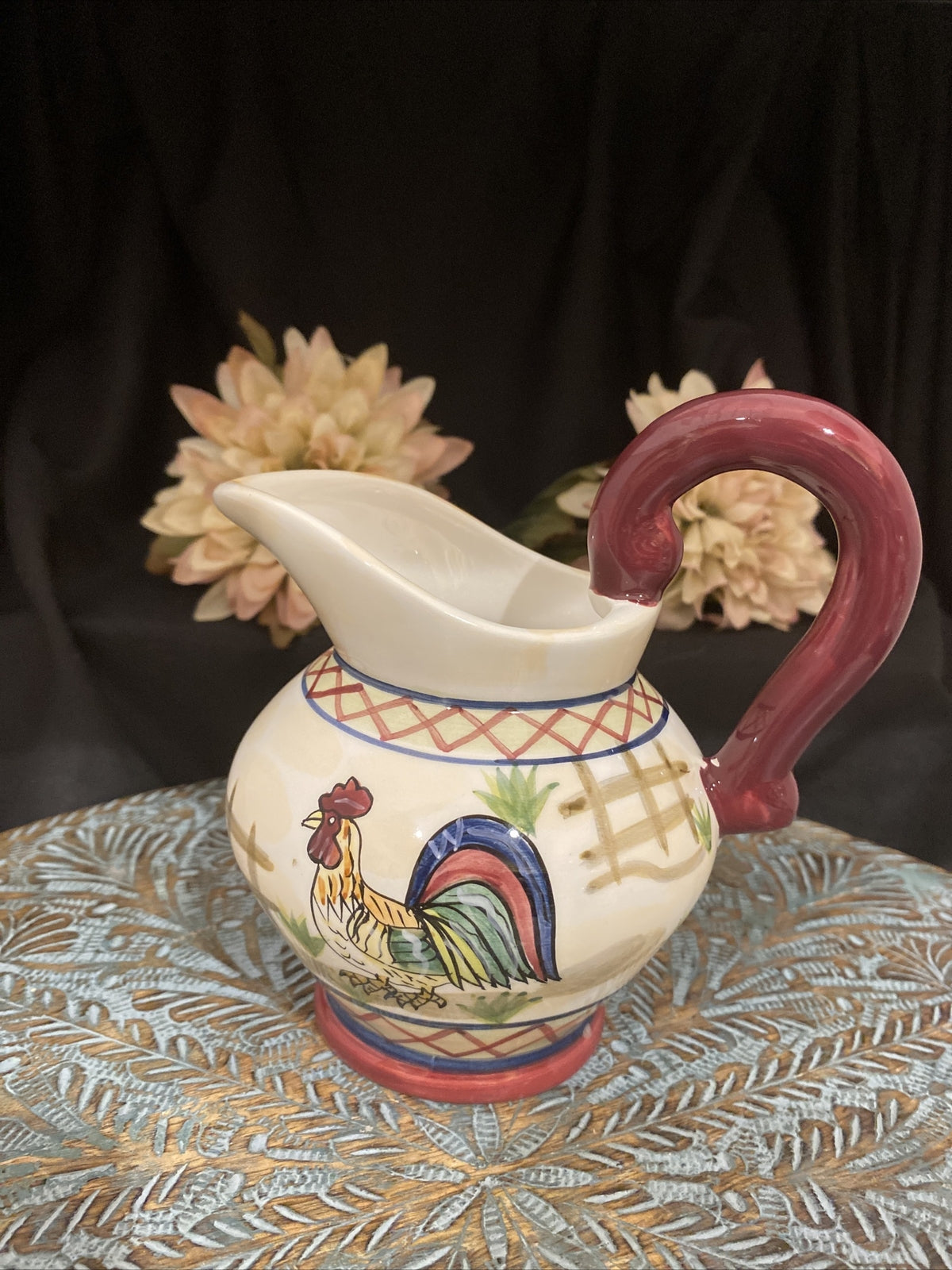 YOUNGS Heartfelt Kitchen Creations 3 PIECE Sugar Bowl with Lid & Creamer Rooster