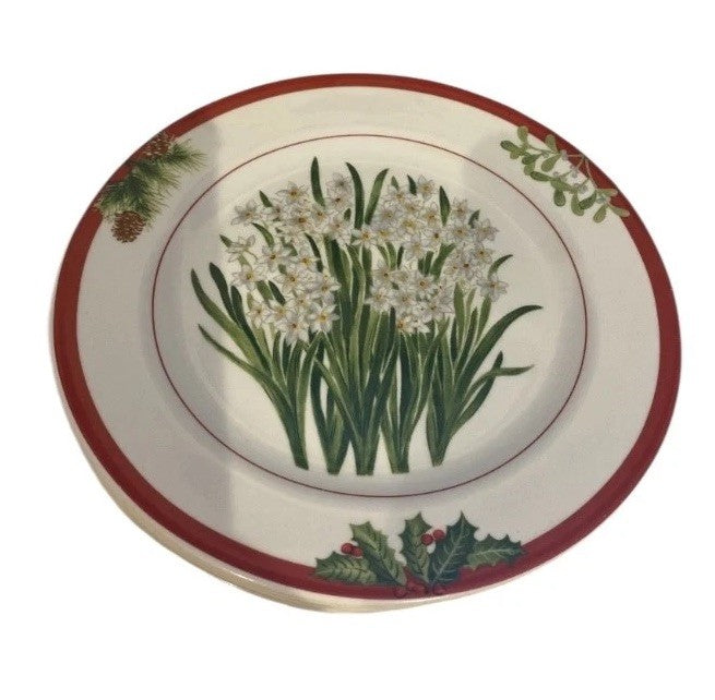 American Atelier Holiday Floral Christmas 16-Piece Stoneware Dinnerware Set