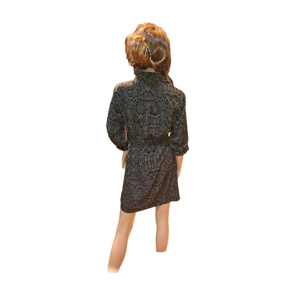 Alfani Shirt Dress Snake Skin Pattern  Zip up Collared Long Sleeve Size 4