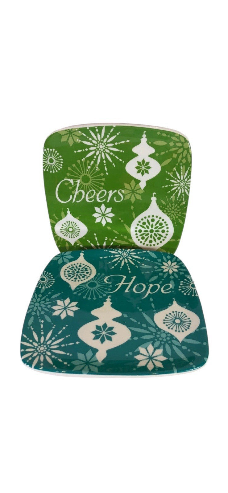 Brighten The Season 2011 Christmas Lights 4 Sq. Plates-Noel Cheers Believe Hope