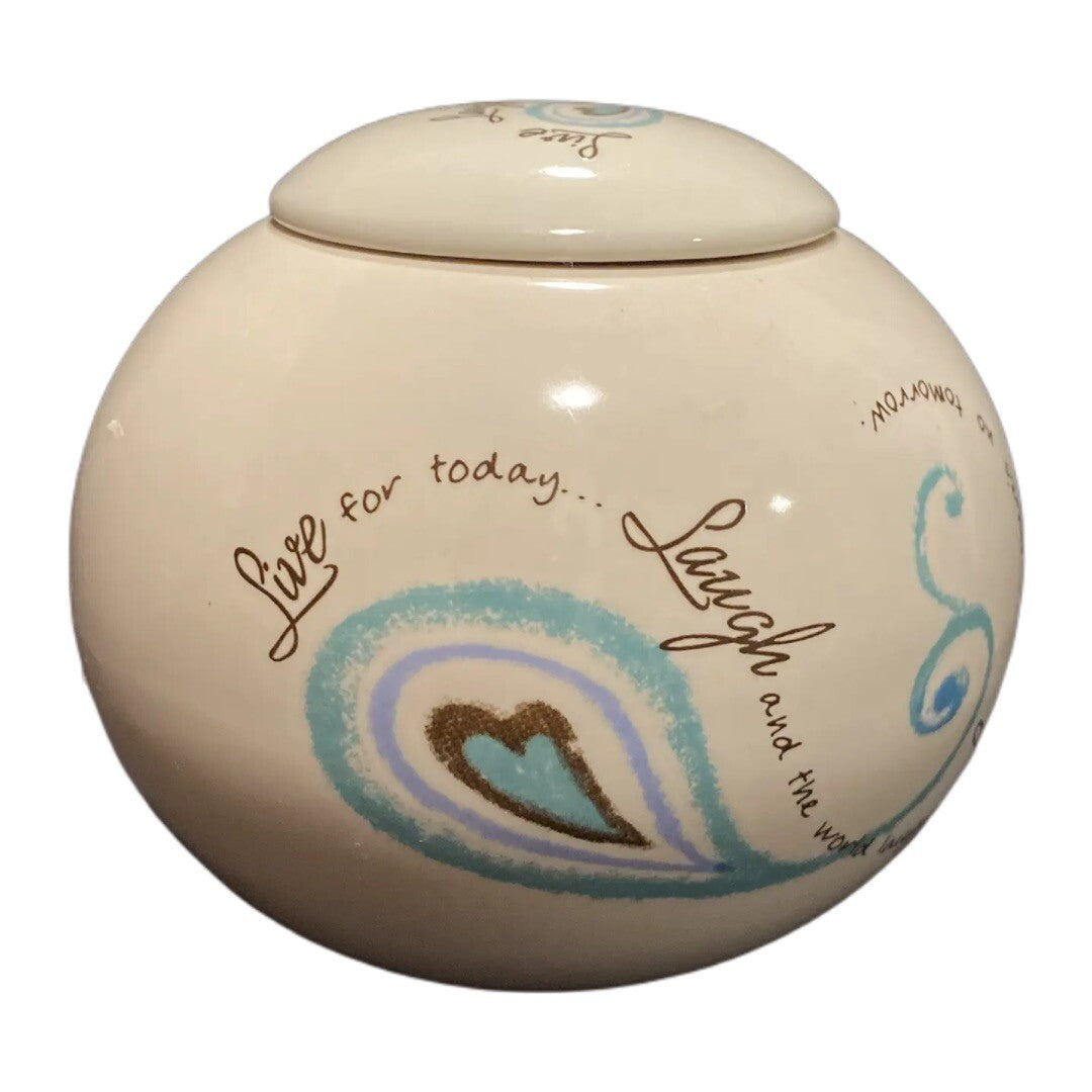 LIFE IS A CIRCLE CARSON Round Tealight Candle Holder & Lid  LIVE LAUGH LOVE-
